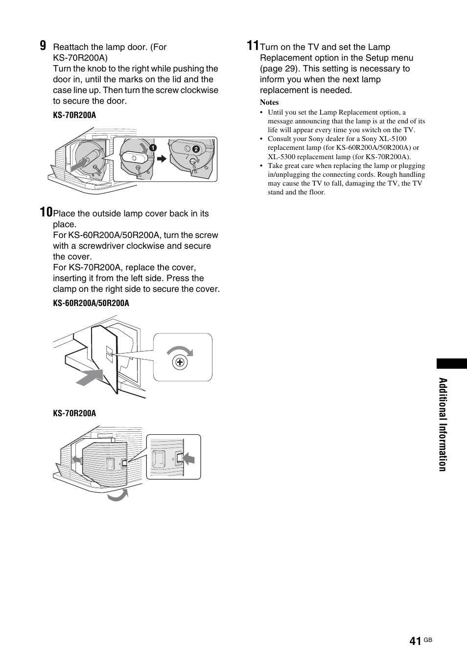 Sony BRAVIA KS-60R200A User Manual | Page 41 / 48