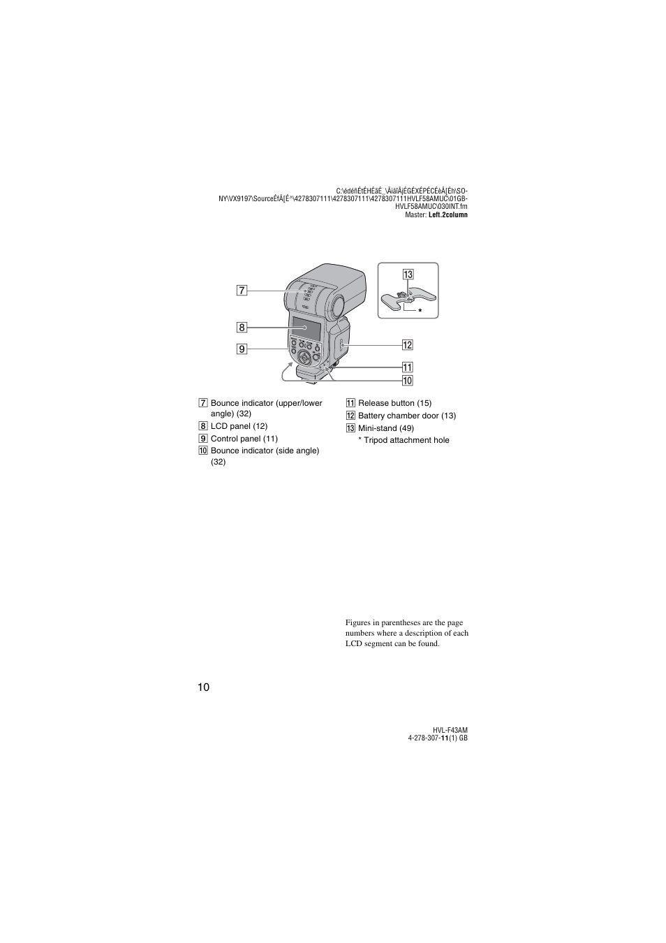 Sony HVL-F43AM User Manual | Page 10 / 76