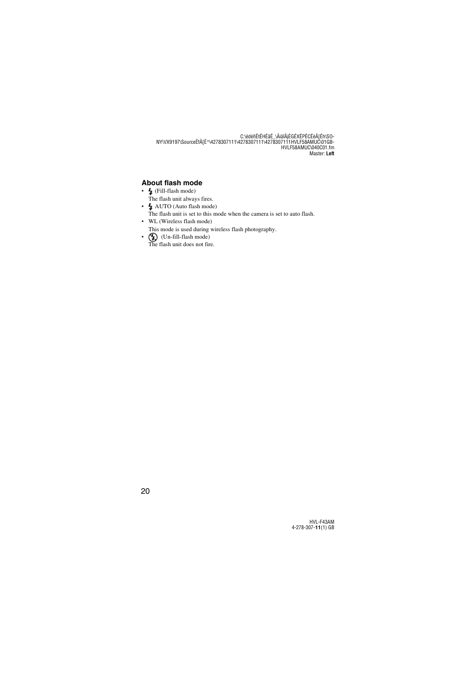 Sony HVL-F43AM User Manual | Page 20 / 76
