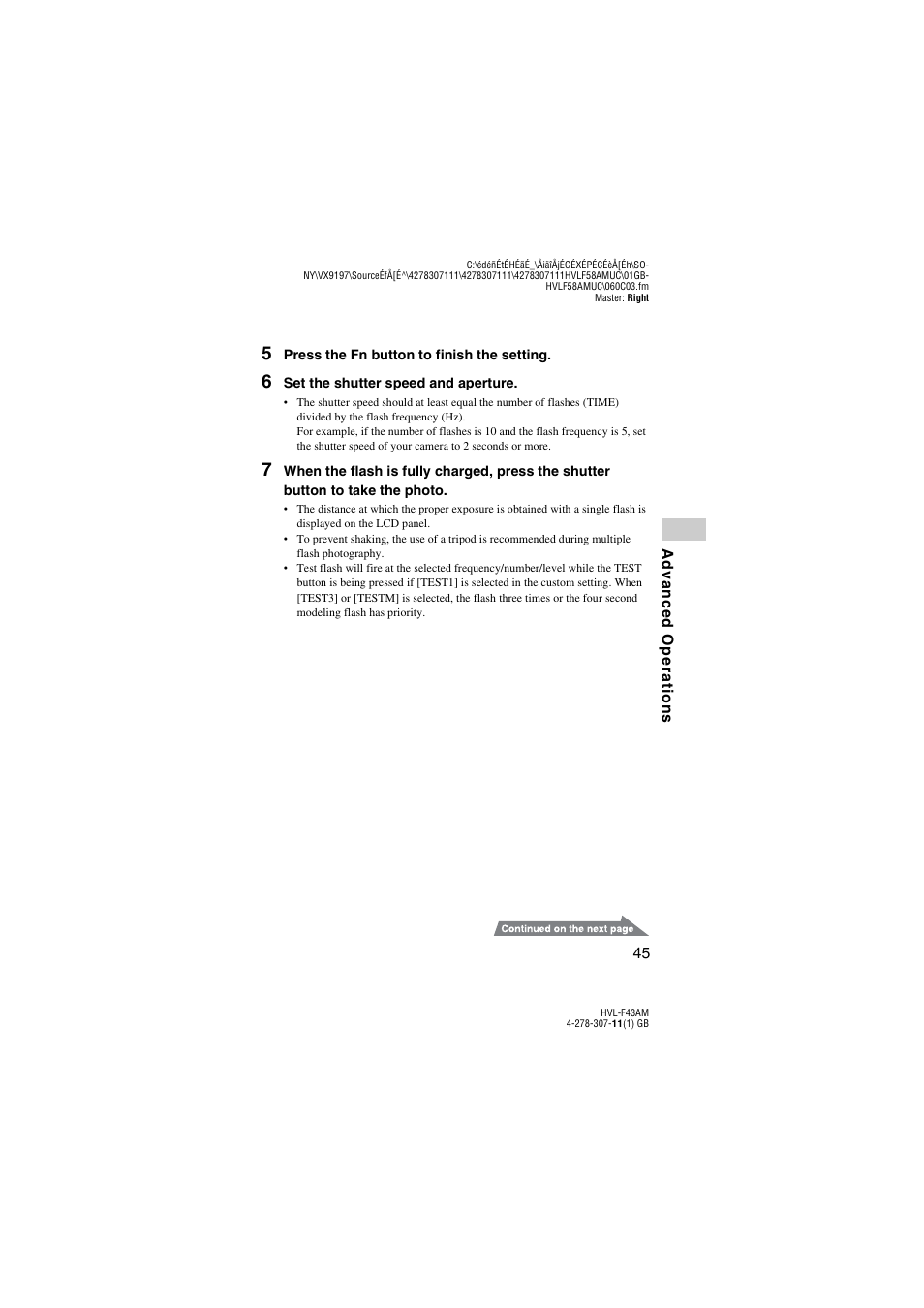 Sony HVL-F43AM User Manual | Page 45 / 76