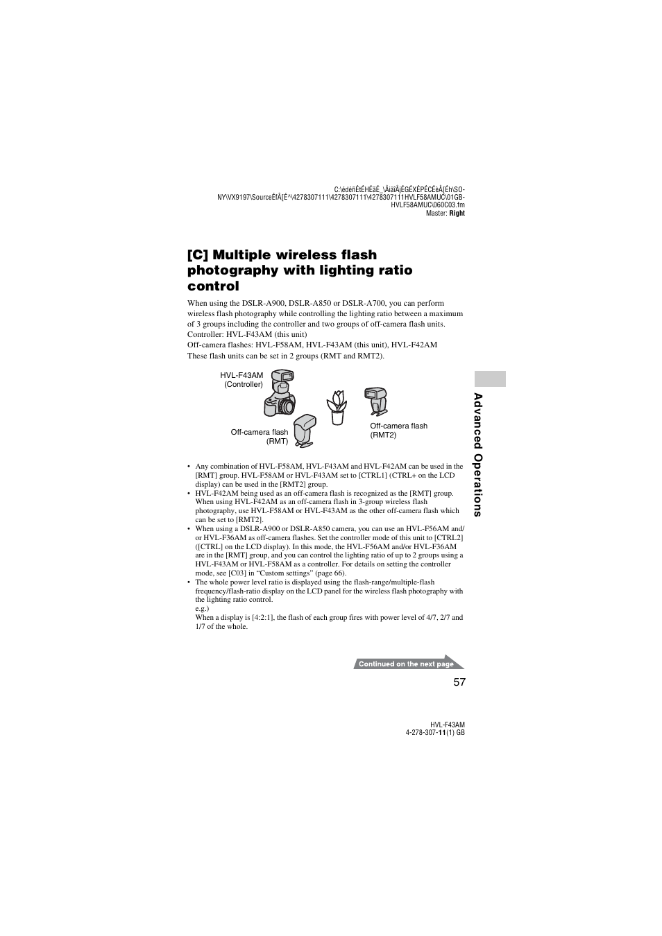 Sony HVL-F43AM User Manual | Page 57 / 76