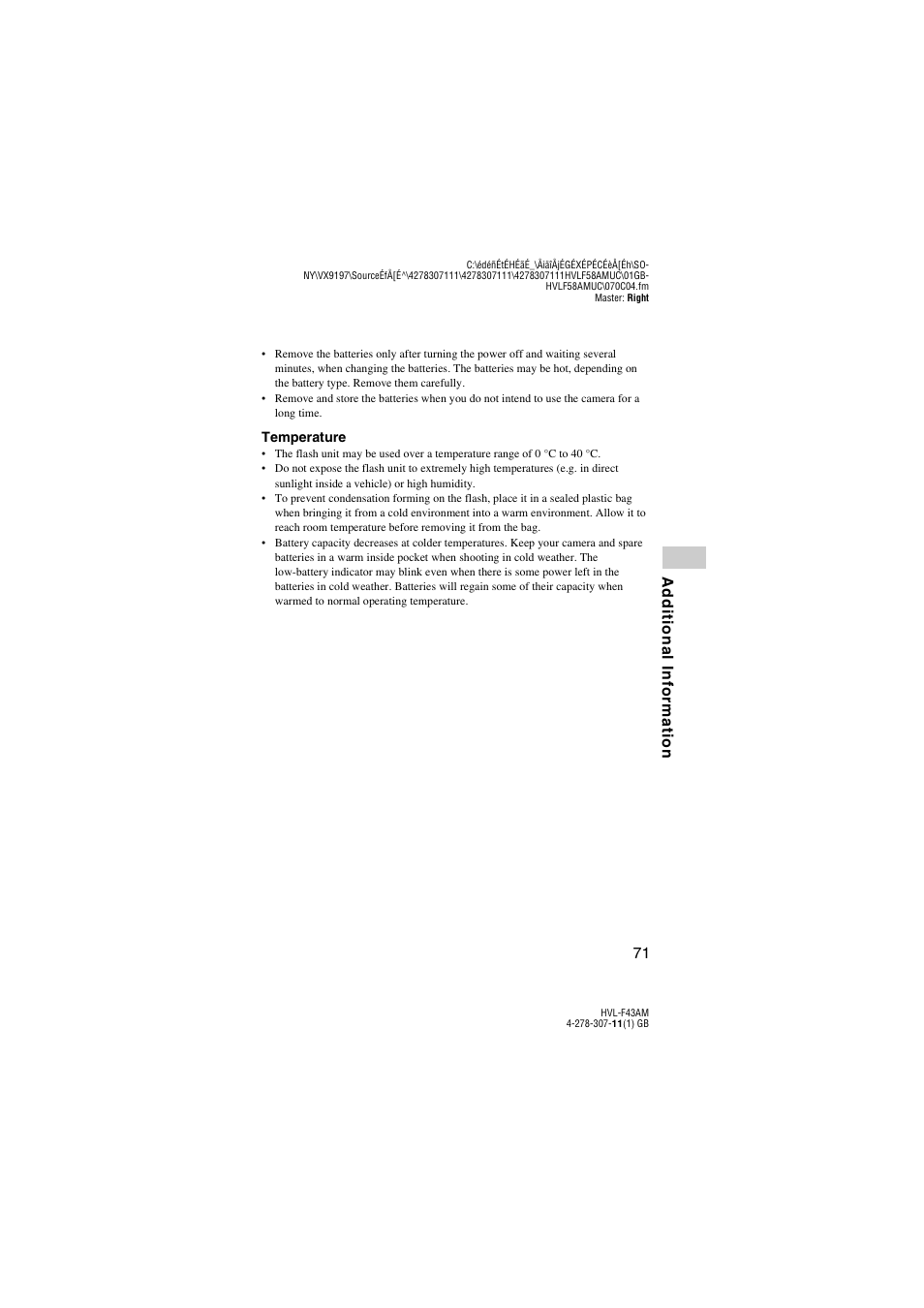 Sony HVL-F43AM User Manual | Page 71 / 76