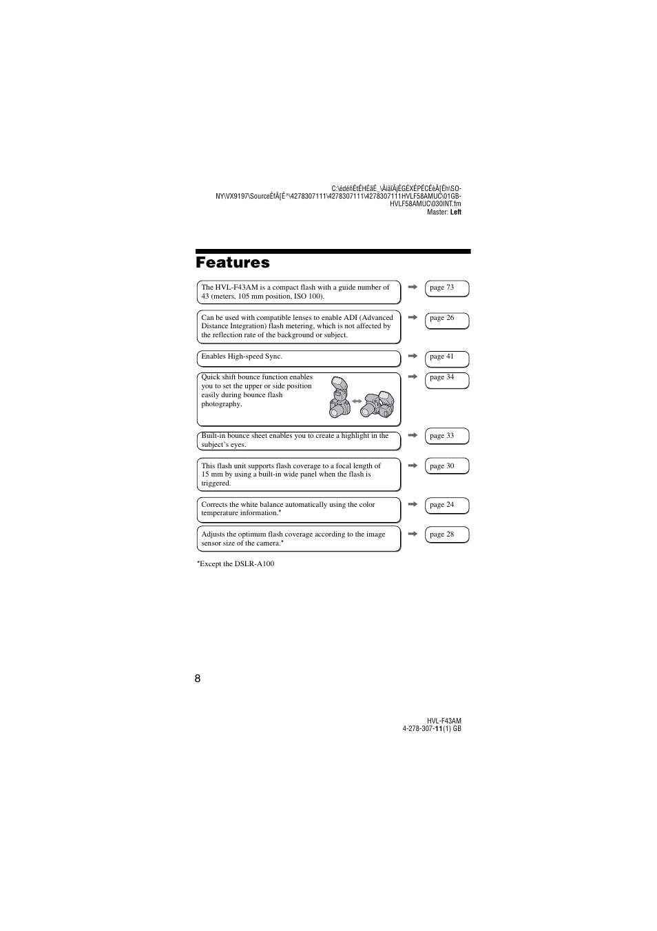 Features | Sony HVL-F43AM User Manual | Page 8 / 76