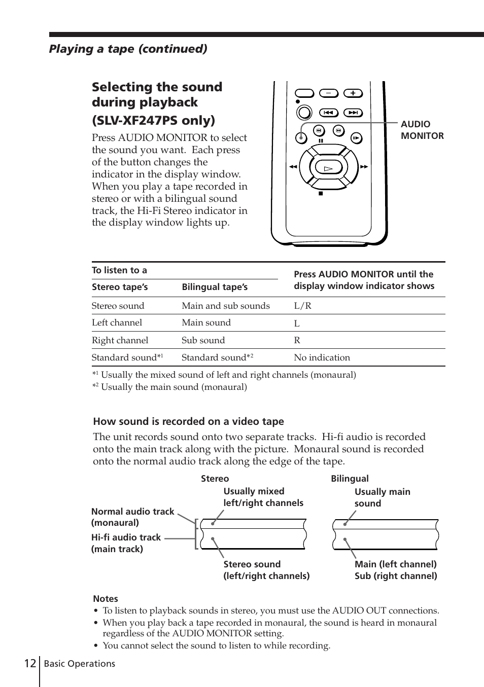 12 playing a tape (continued) | Sony SLV-XF247PS User Manual | Page 12 / 28