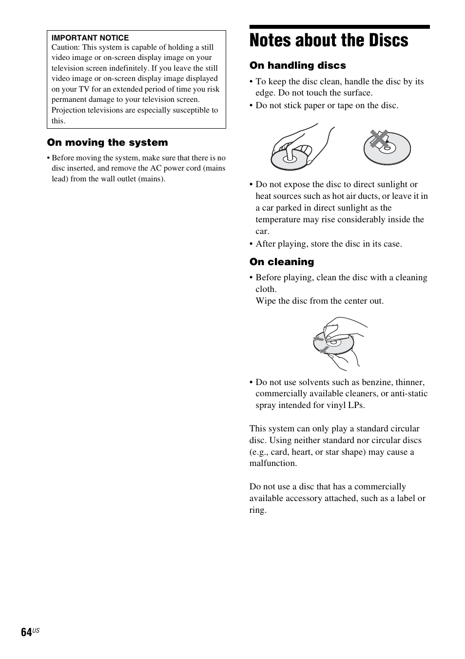 Notes about the discs | Sony BDV-T57 User Manual | Page 64 / 84