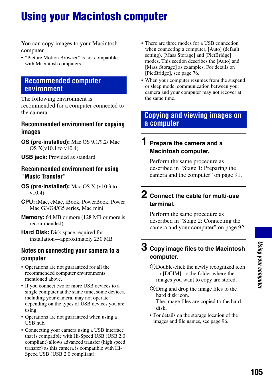 Using your macintosh computer | Sony Cyber-shot DSC-H9 User Manual | Page 105 / 137