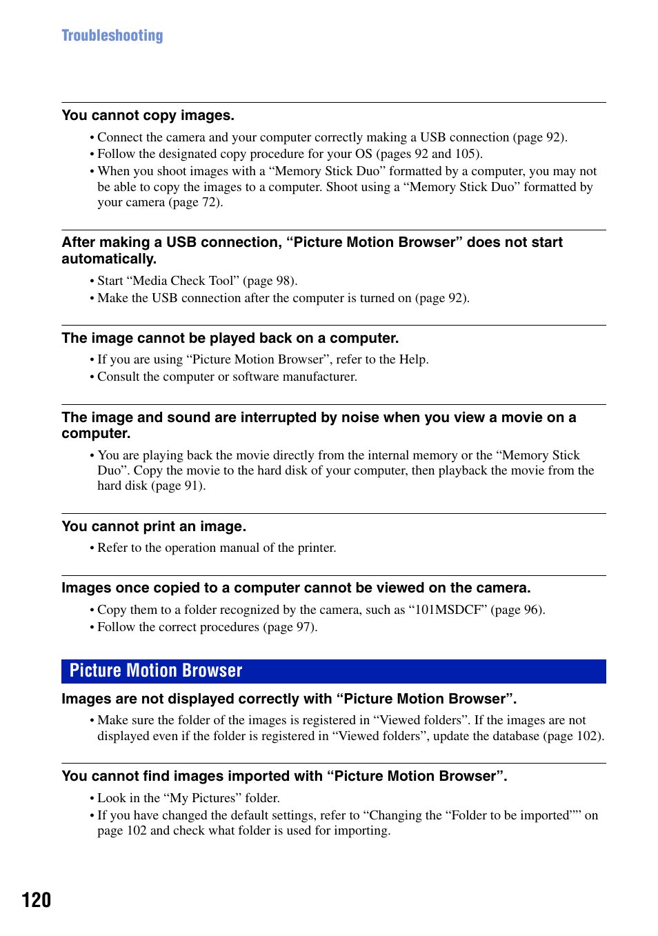 Picture motion browser | Sony Cyber-shot DSC-H9 User Manual | Page 120 / 137