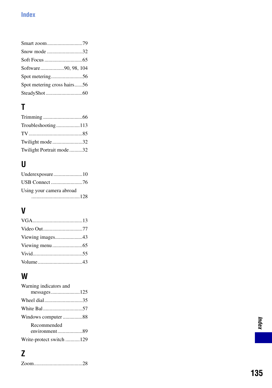 Sony Cyber-shot DSC-H9 User Manual | Page 135 / 137