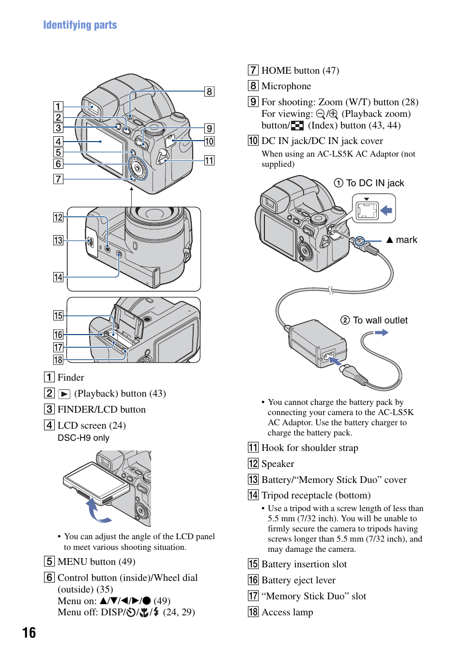 Sony Cyber-shot DSC-H9 User Manual | Page 16 / 137