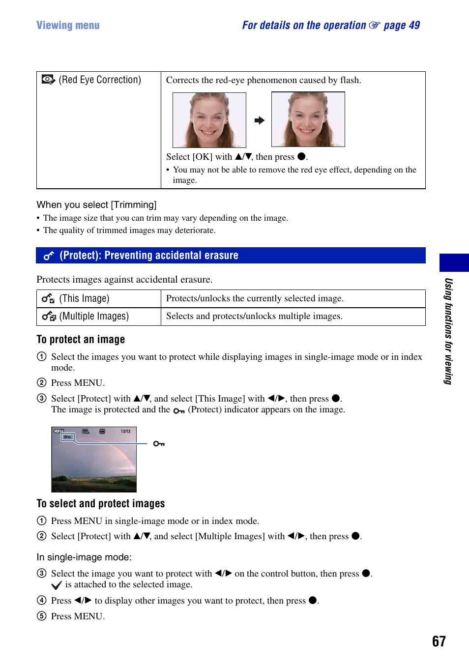 Protect): preventing accidental erasure | Sony Cyber-shot DSC-H9 User Manual | Page 67 / 137