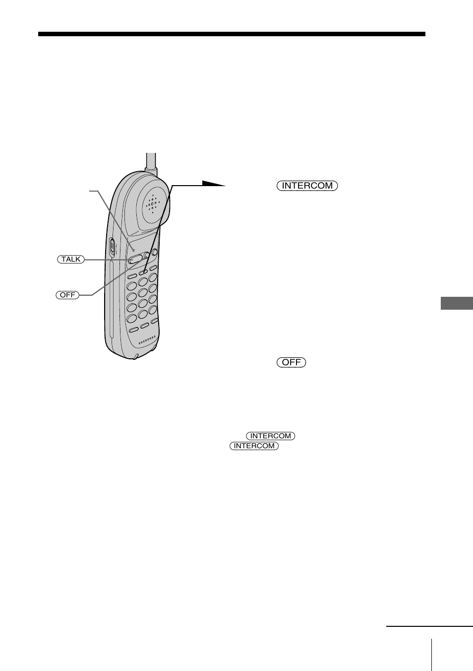 Para conversar del microteléfono al teléfono base, Conversación entre el, Mircoteléfono y el teléfono base | Intercomunicación), Para conversar del, Microteléfono al teléfono base | Sony SPP-A946 User Manual | Page 81 / 112