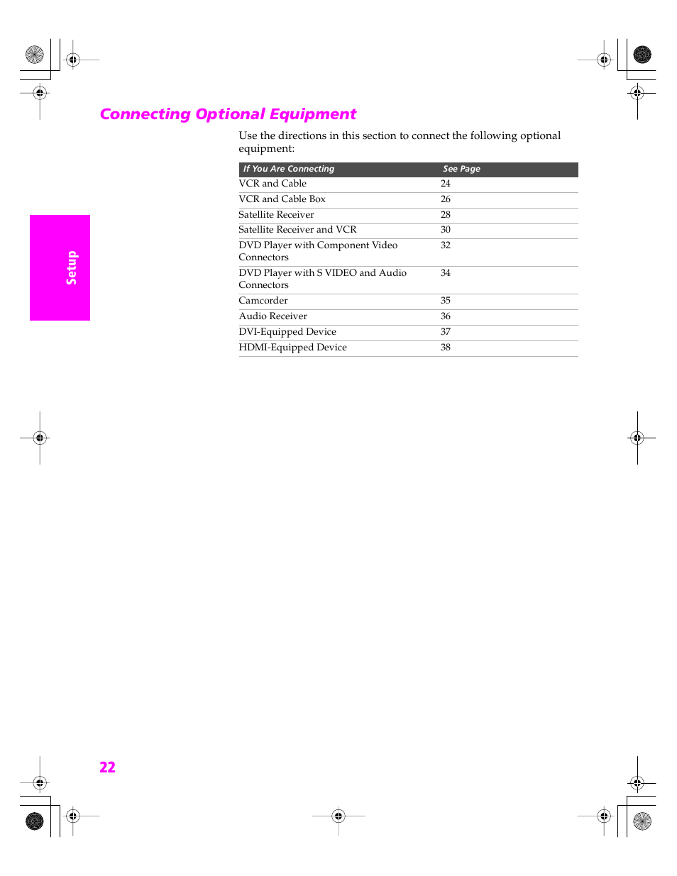 Connecting optional equipment | Sony KDP 51WS655 User Manual | Page 23 / 113