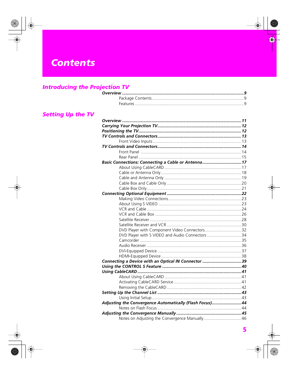 Sony KDP 51WS655 User Manual | Page 6 / 113