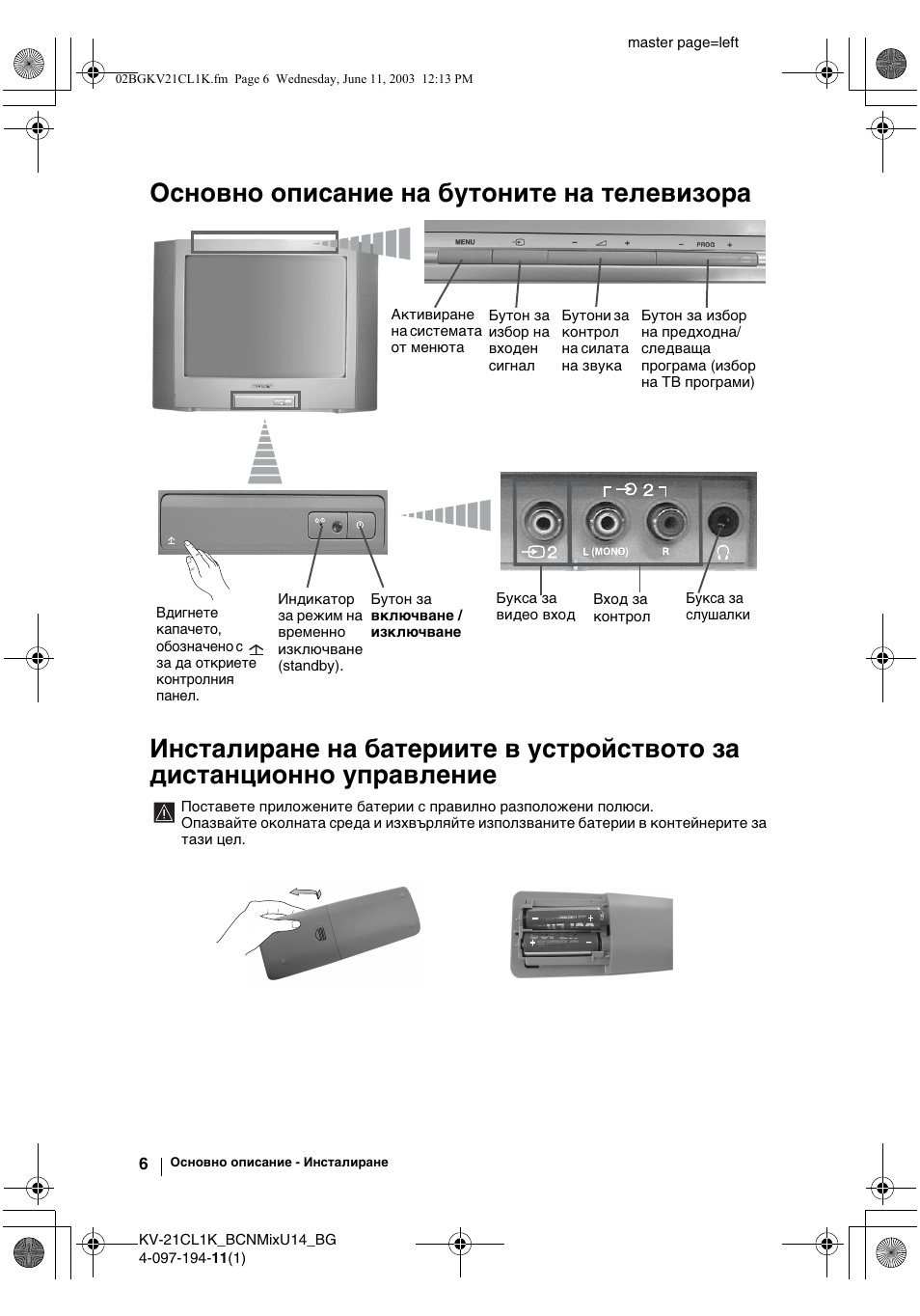 Sony KV-21CL1K User Manual | Page 24 / 128