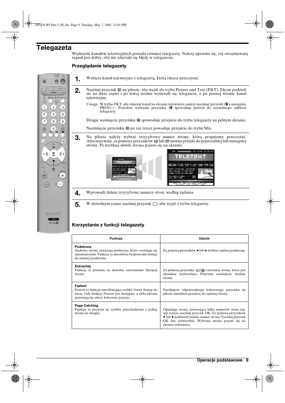 Telegazeta | Sony WEGA KV-29FQ76 K User Manual | Page 107 / 148