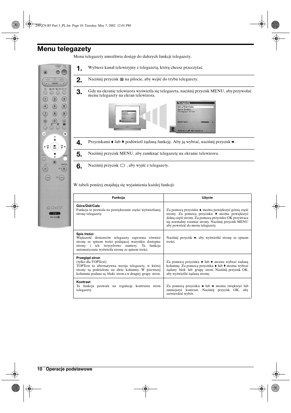 Menu telegazety | Sony WEGA KV-29FQ76 K User Manual | Page 108 / 148