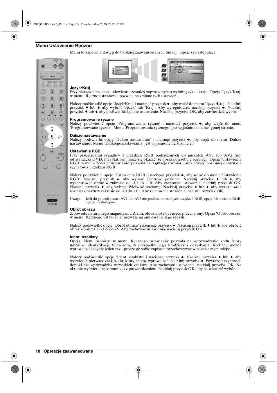 Sony WEGA KV-29FQ76 K User Manual | Page 116 / 148