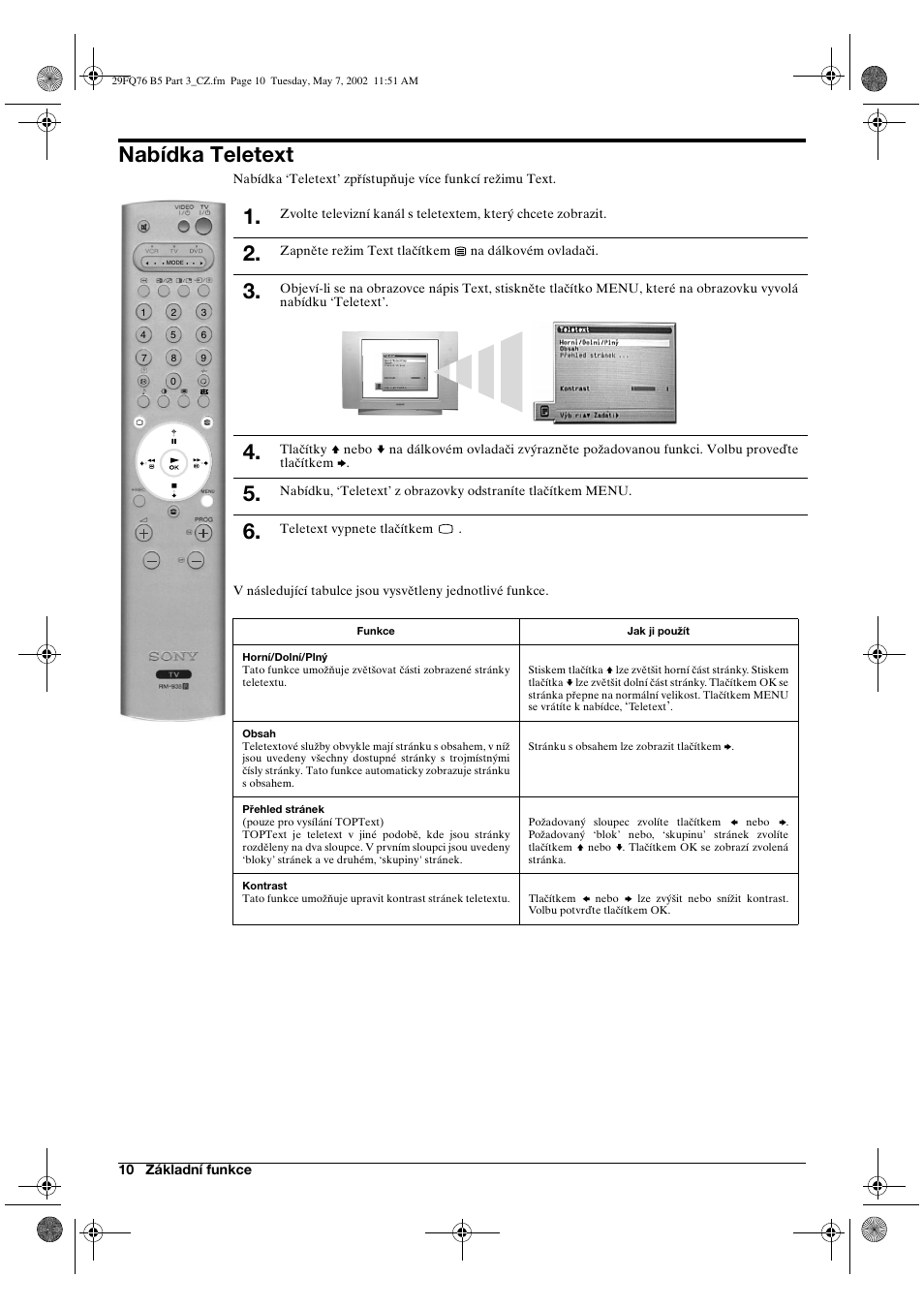 Nabídka teletext | Sony WEGA KV-29FQ76 K User Manual | Page 36 / 148