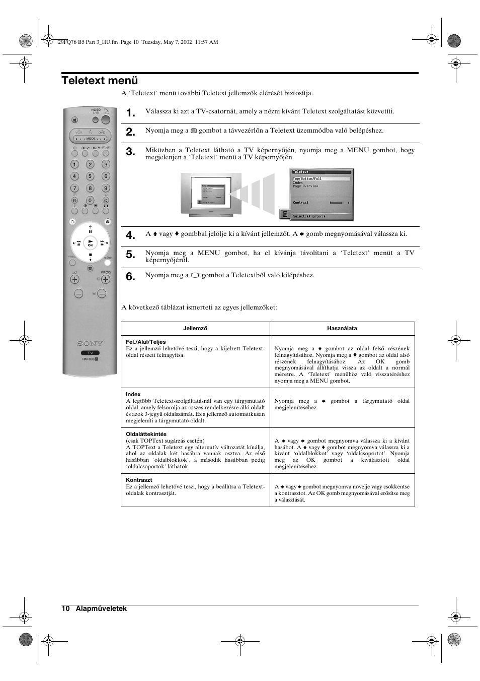 Teletext menü | Sony WEGA KV-29FQ76 K User Manual | Page 84 / 148