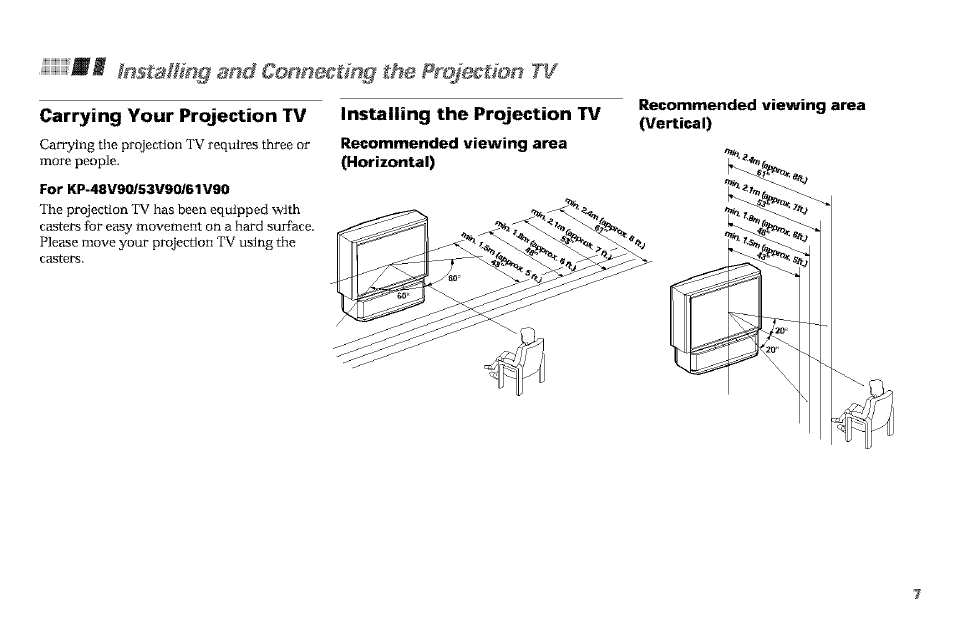 M ^ /istahmg afitf conmetmg the projection t, Afitf, M ^ /istahmg | Conmetmg the projection t | Sony KP-61V90 User Manual | Page 11 / 58