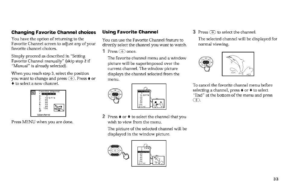 Changing favorite channel choices, Using favorite channel | Sony KP-61V90 User Manual | Page 37 / 58