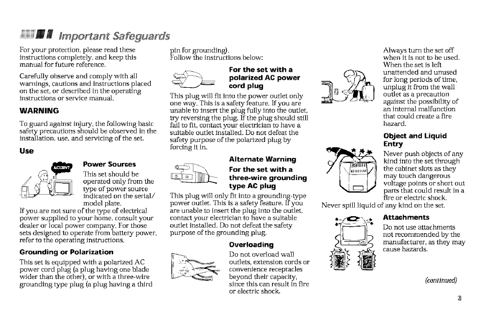 Important safeguariis | Sony KP-61V90 User Manual | Page 7 / 58