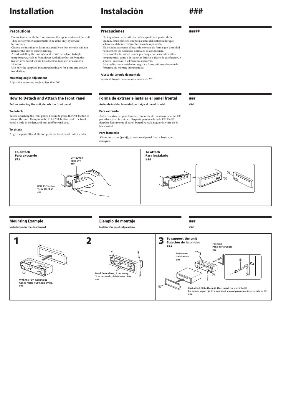 Installation instalación | Sony CDX-C410 User Manual | Page 2 / 4