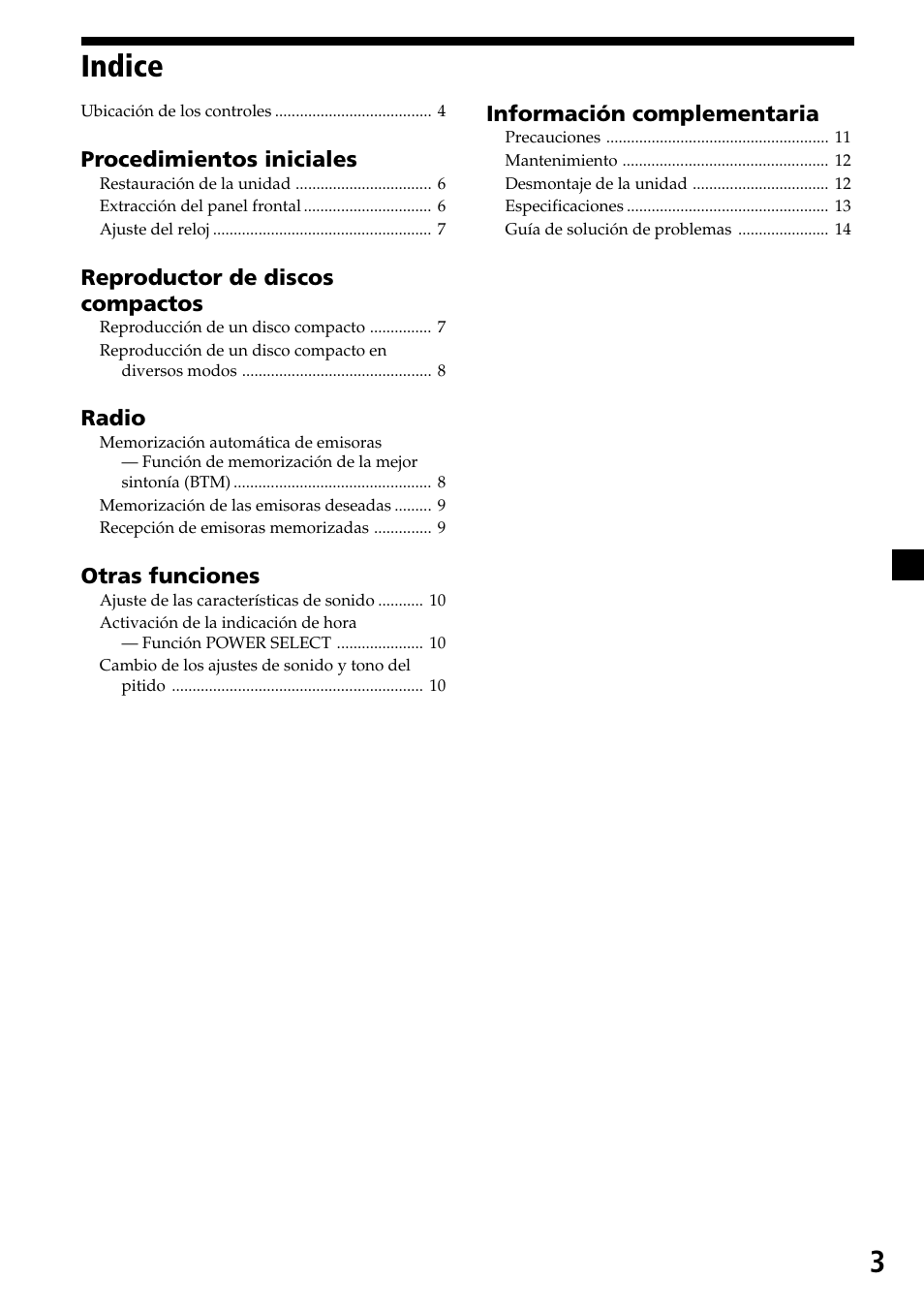 Indice | Sony CDX-6500/4500 User Manual | Page 17 / 30