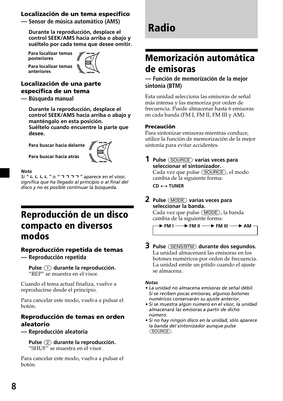 Radio | Sony CDX-6500/4500 User Manual | Page 22 / 30