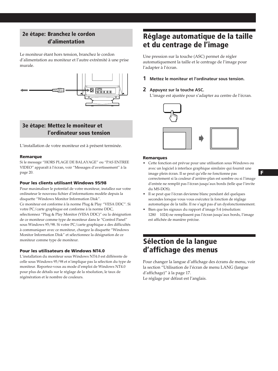 Sélection de la langue d’affichage des menus | Sony GDM-20OPS User Manual | Page 27 / 63