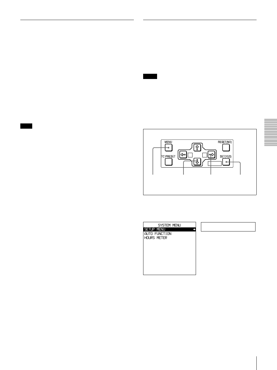 Synchronizing internal and external time codes, Rerecording the time code—tc insert function, Setup menu | Sony DSR-1800 User Manual | Page 45 / 116