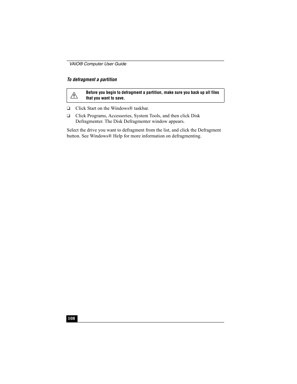 Sony VAIO Viao PictureBook Computer User Manual | Page 108 / 146