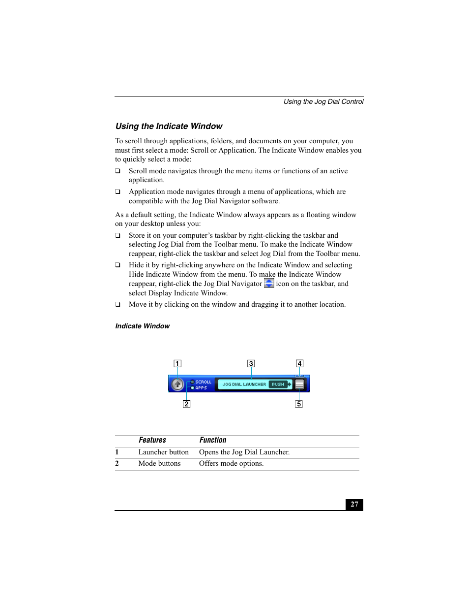 Using the indicate window | Sony VAIO Viao PictureBook Computer User Manual | Page 27 / 146