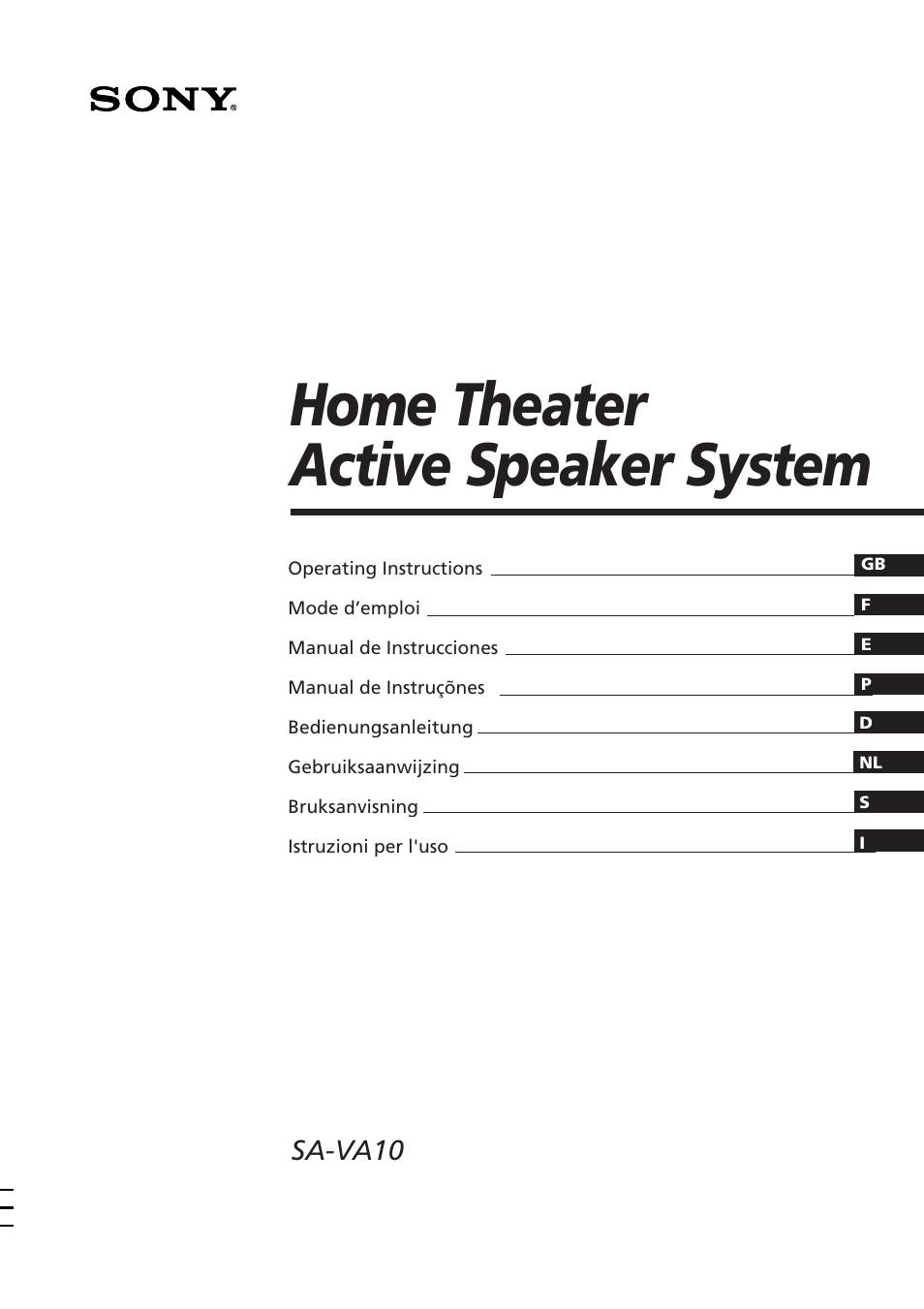 Sony SA-VA10 User Manual | 123 pages
