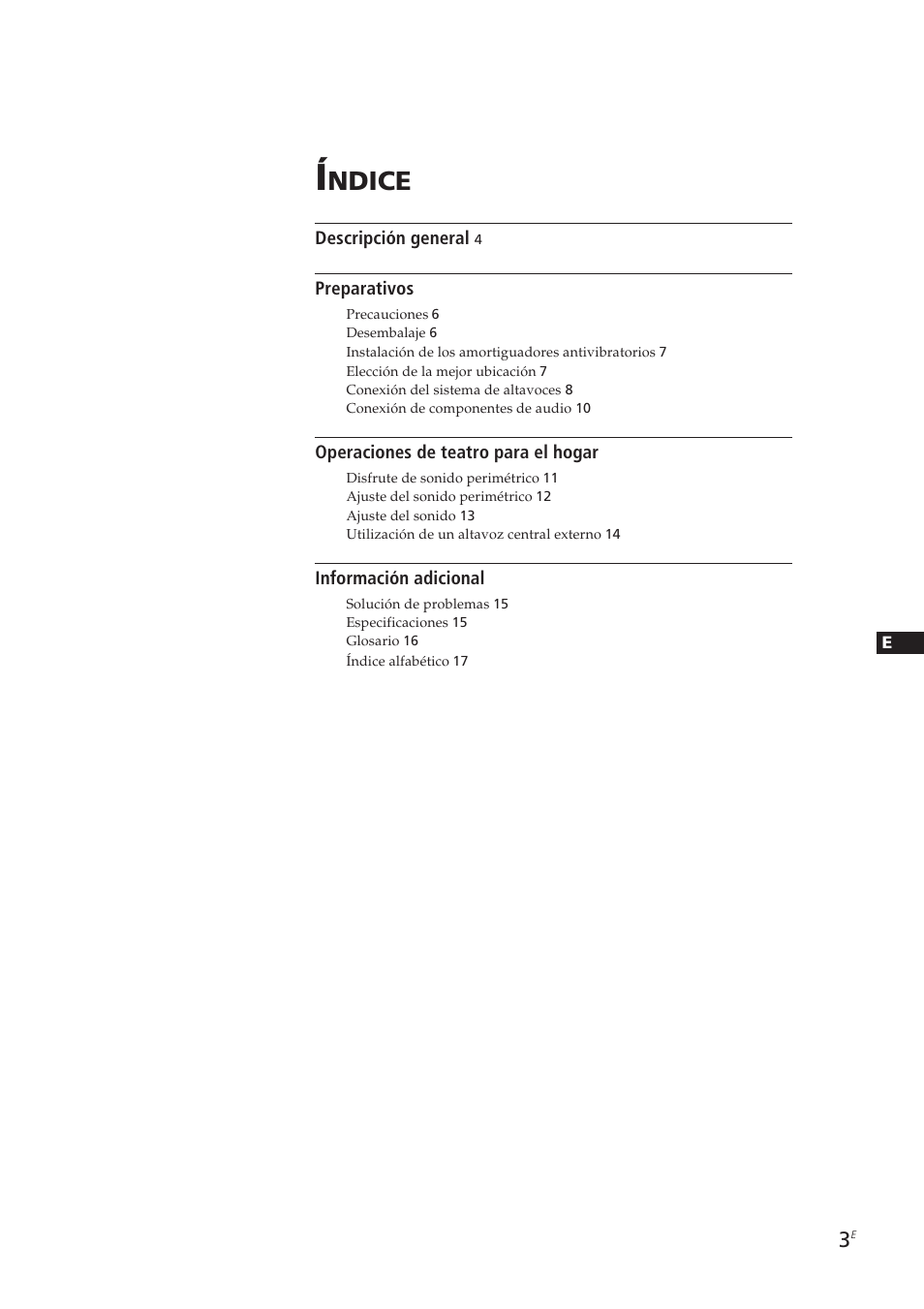 Ndice | Sony SA-VA10 User Manual | Page 33 / 123