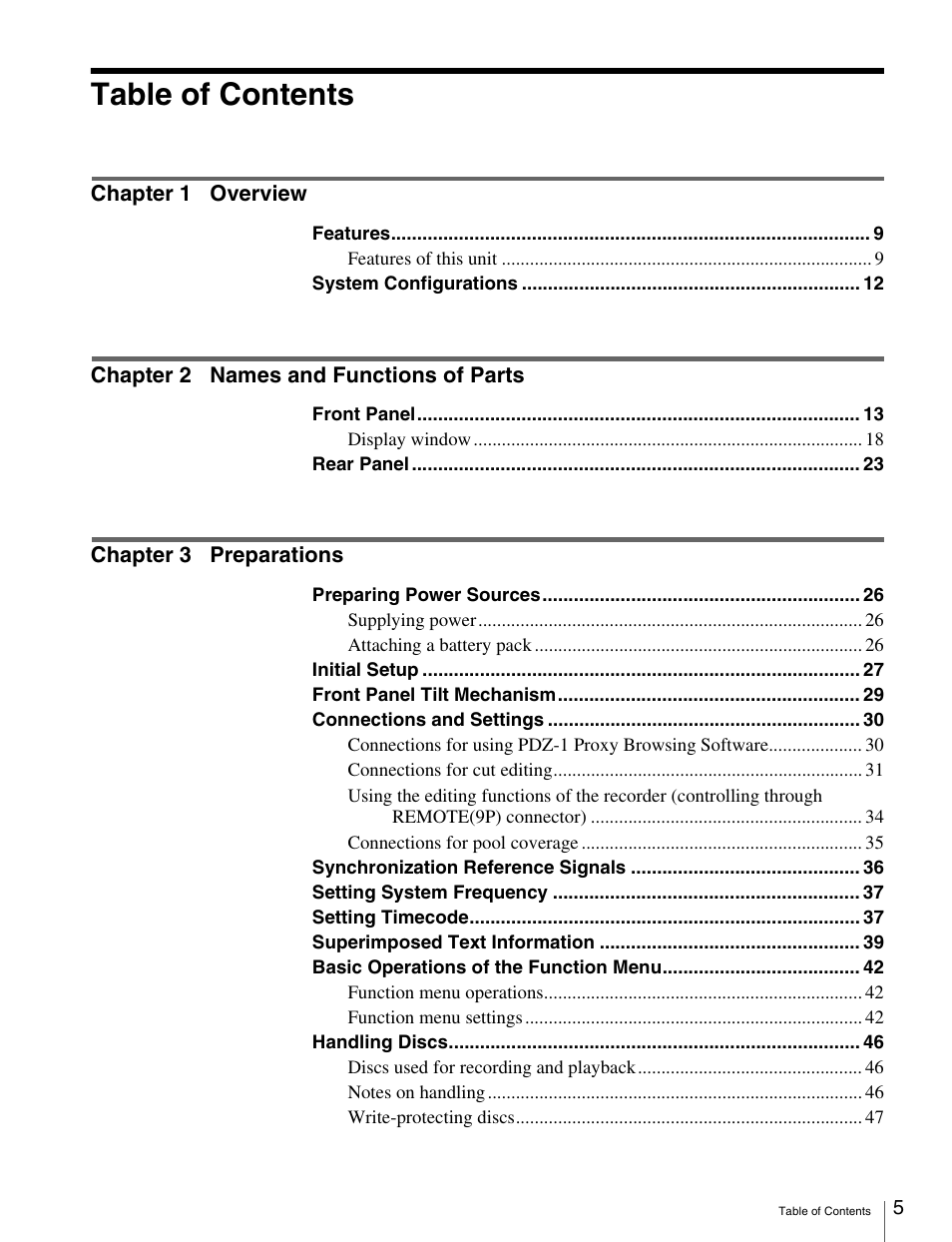 Sony XDCAM HD PDW-HD1500 User Manual | Page 5 / 158