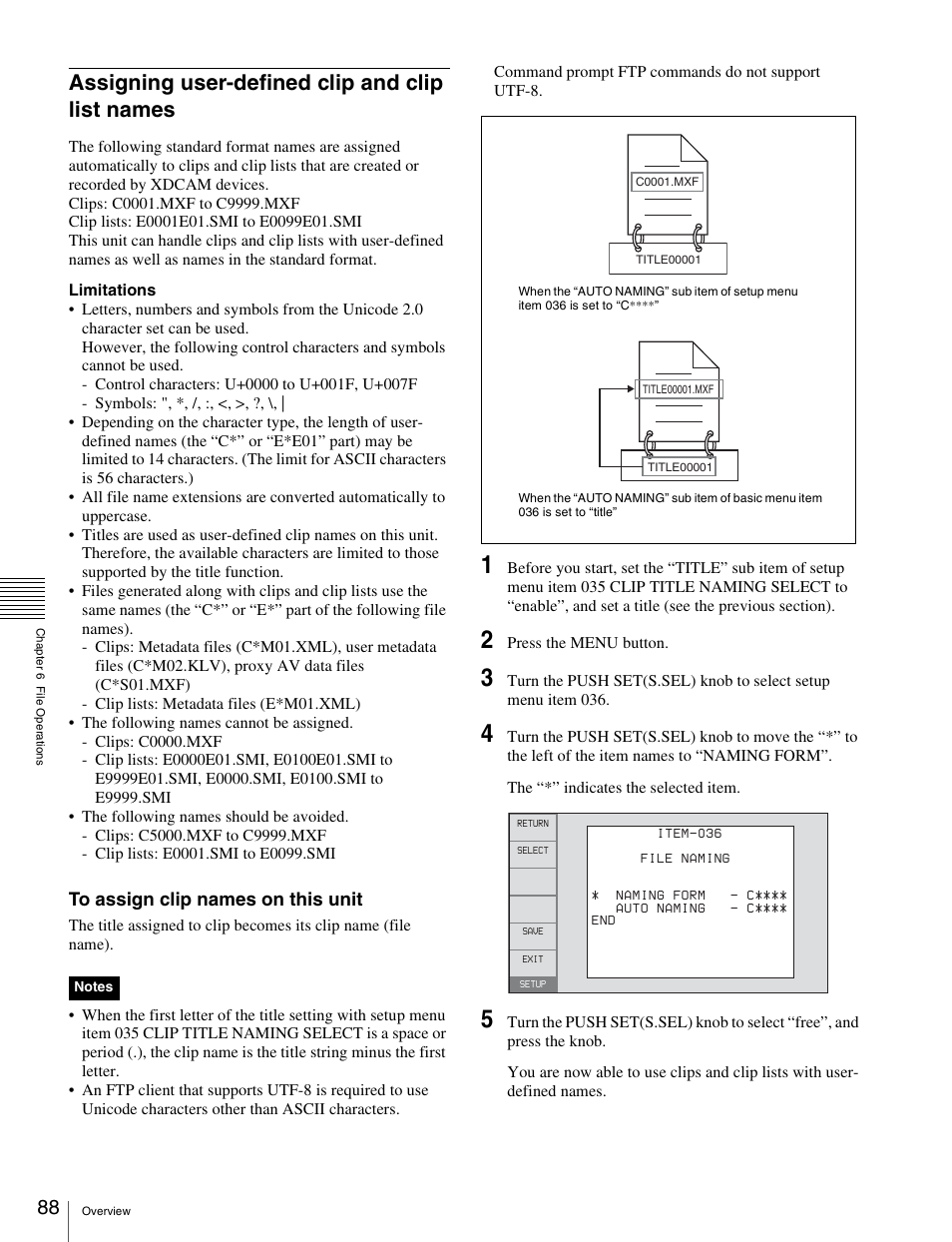 Assigning user-defined clip and clip list names | Sony XDCAM HD PDW-HD1500 User Manual | Page 88 / 158