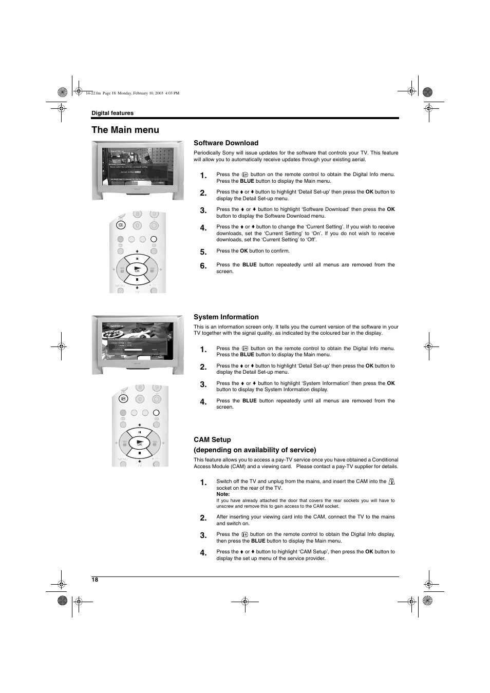 The main menu | Sony KD-32DX150U User Manual | Page 20 / 40