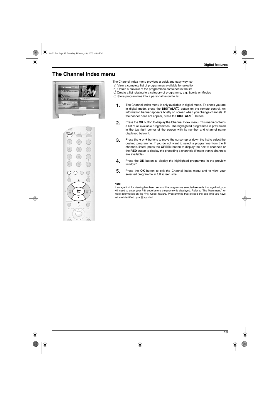The channel index menu | Sony KD-32DX150U User Manual | Page 21 / 40