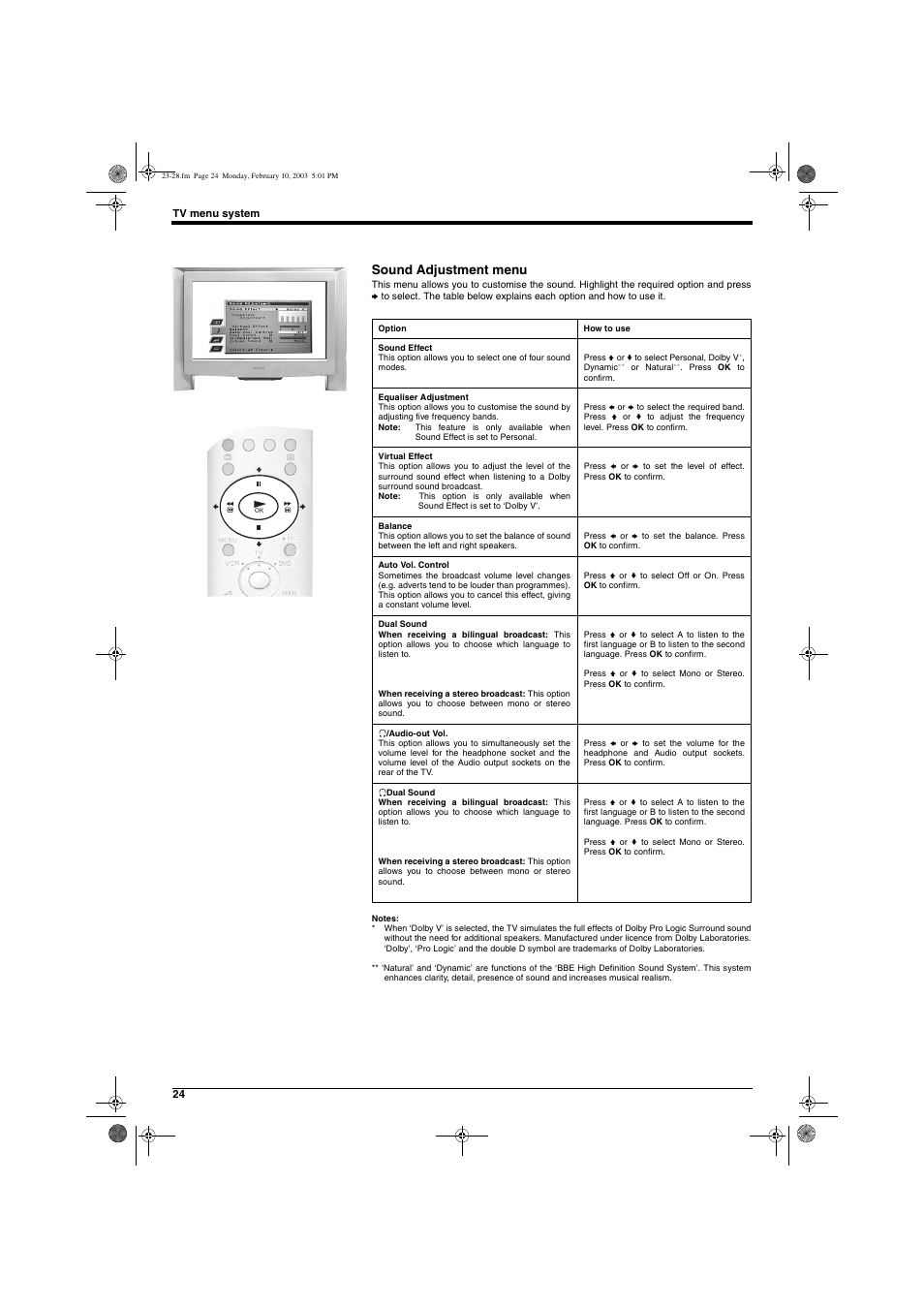 Sound adjustment menu | Sony KD-32DX150U User Manual | Page 26 / 40