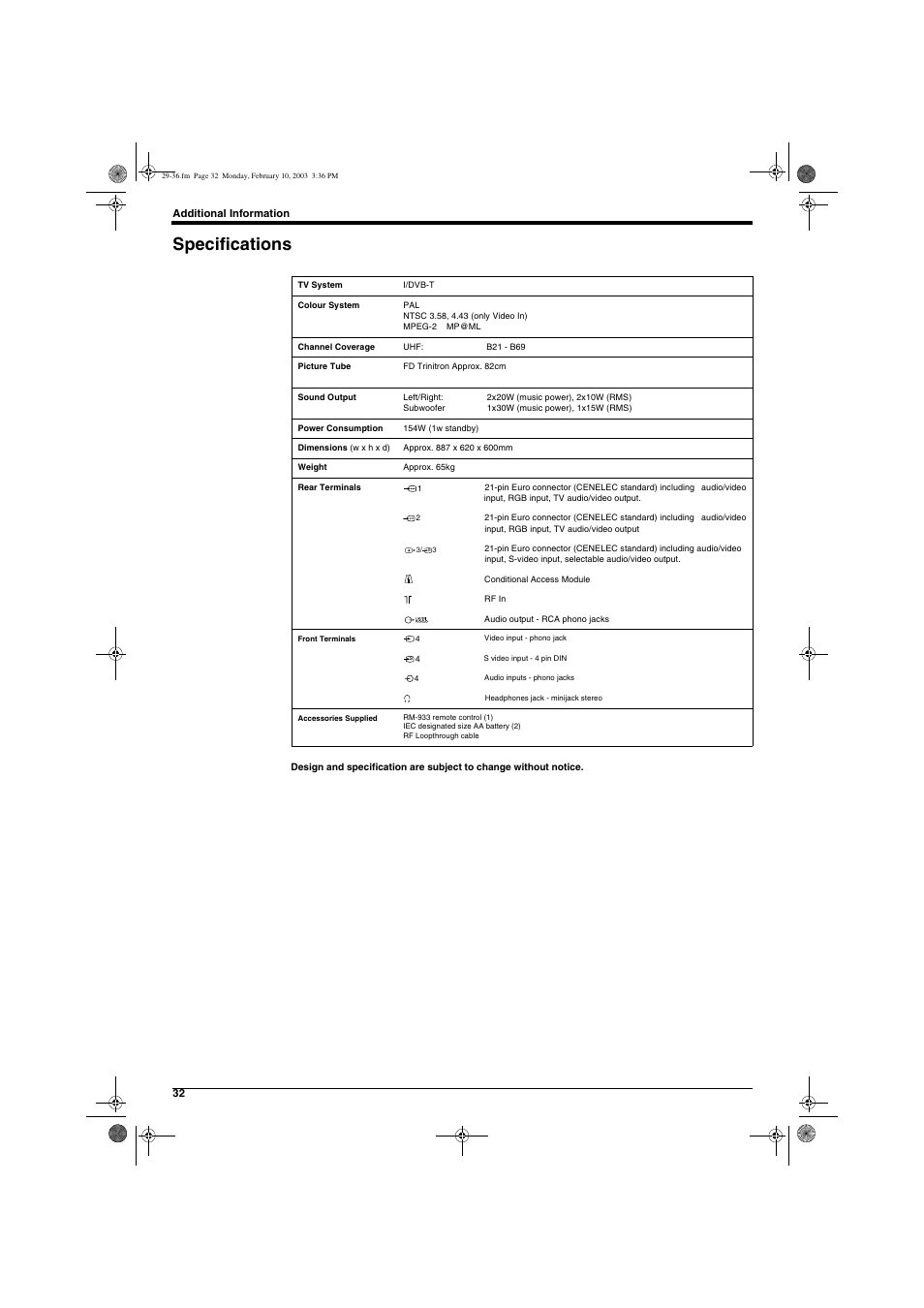 Specifications | Sony KD-32DX150U User Manual | Page 34 / 40