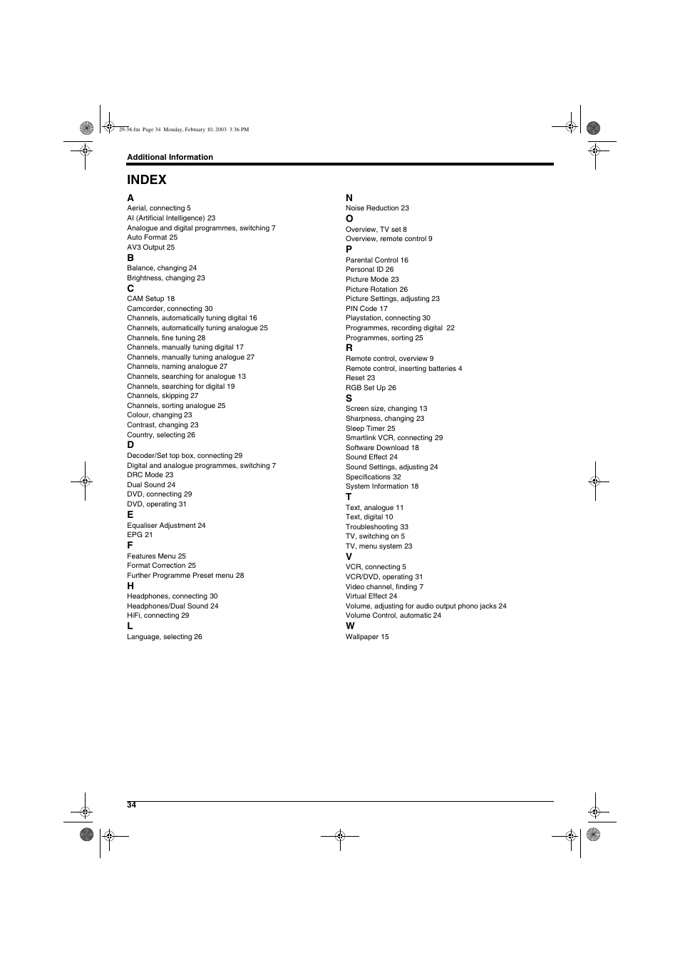 Index | Sony KD-32DX150U User Manual | Page 36 / 40