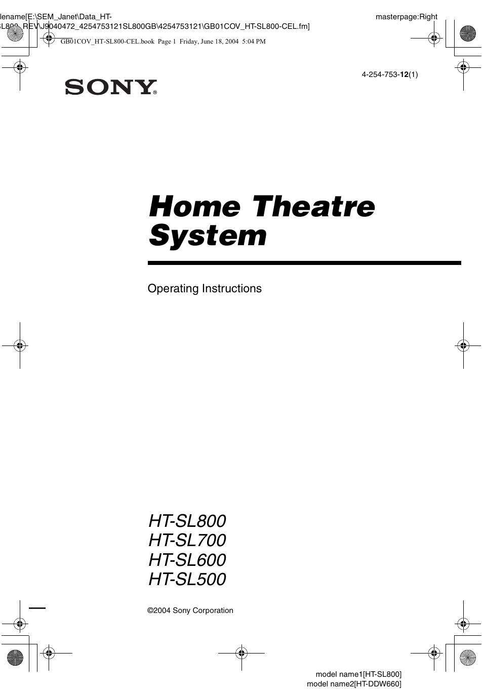 Sony HT-SL600 User Manual | 44 pages