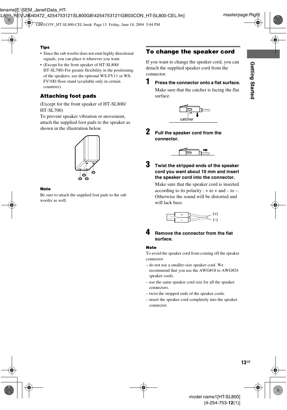Sony HT-SL600 User Manual | Page 13 / 44
