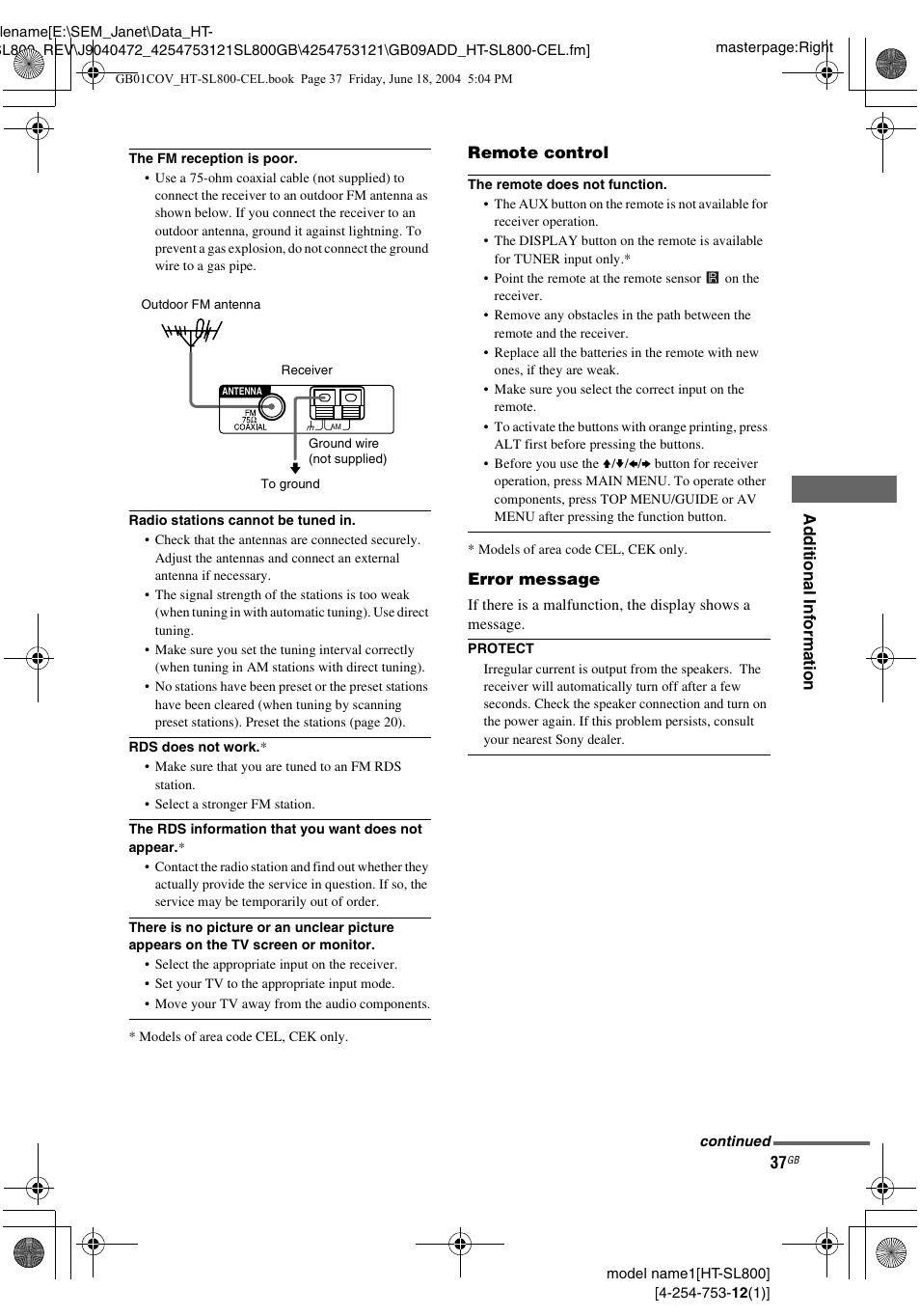 Sony HT-SL600 User Manual | Page 37 / 44