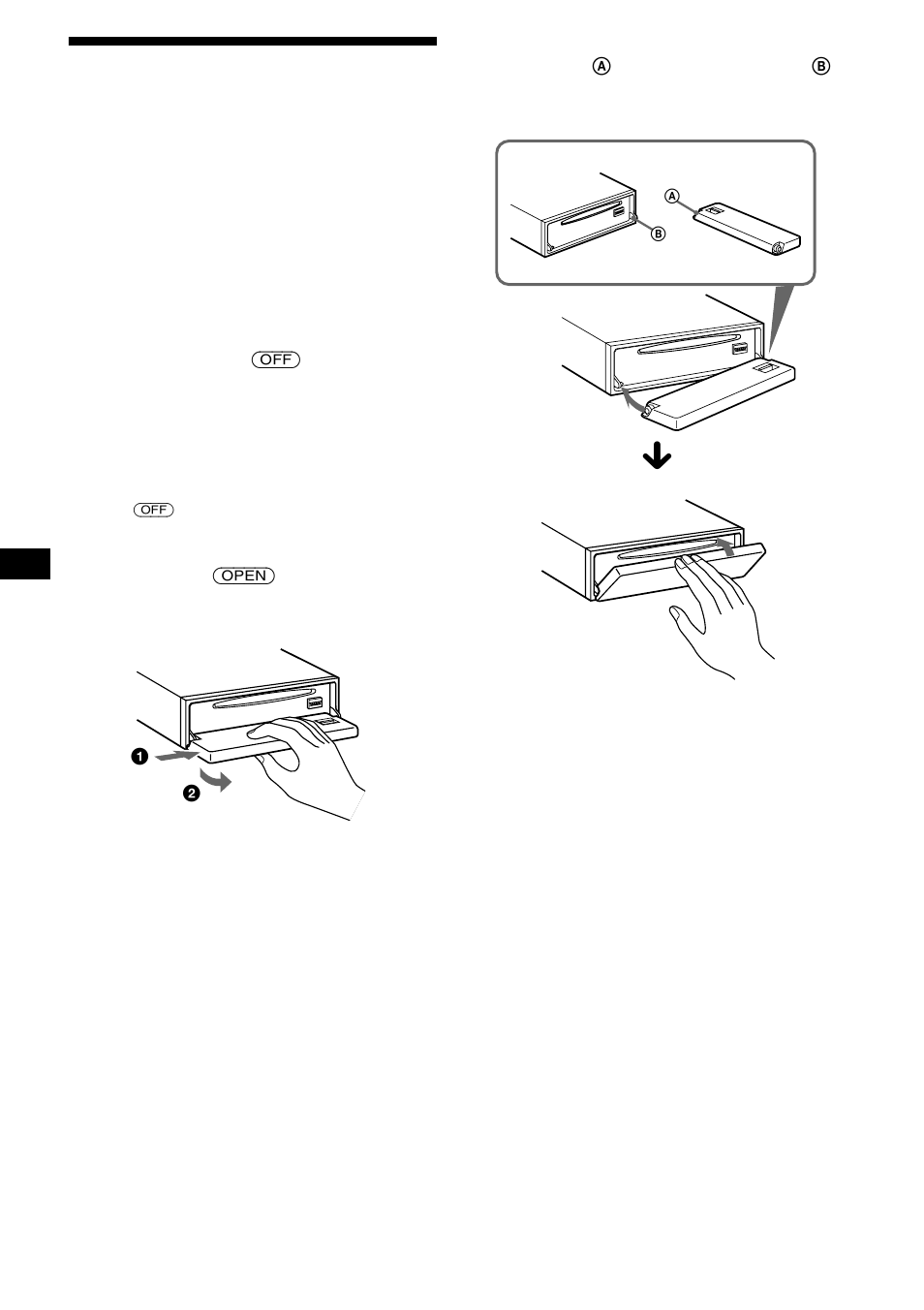 Dépose de la façade, 8dépose de la façade | Sony CDX-CA850X User Manual | Page 36 / 92