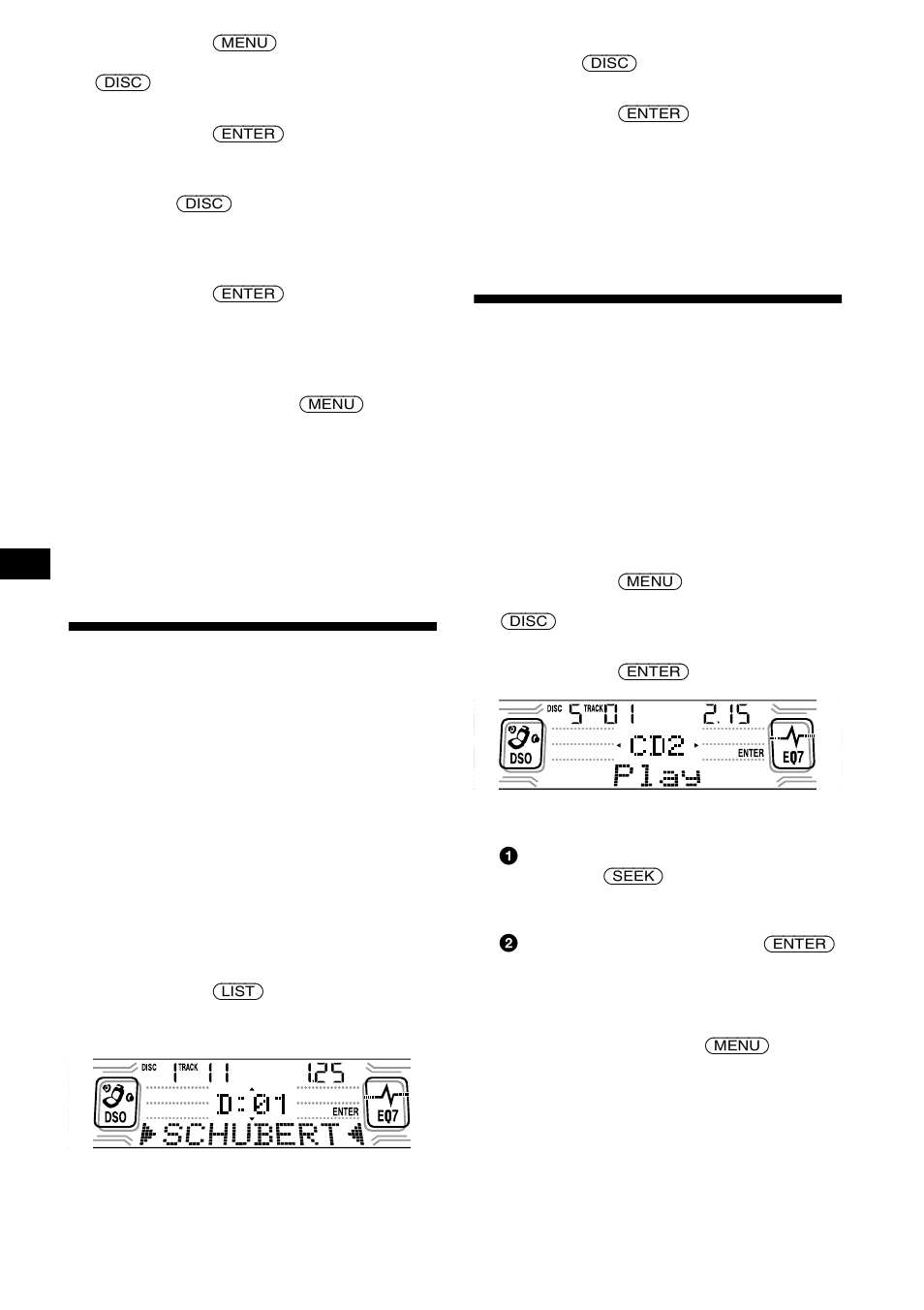Localisation d’un disque par son nom, List-up, Sélection de pistes spécifiques pour la lecture | Bank | Sony CDX-CA850X User Manual | Page 40 / 92