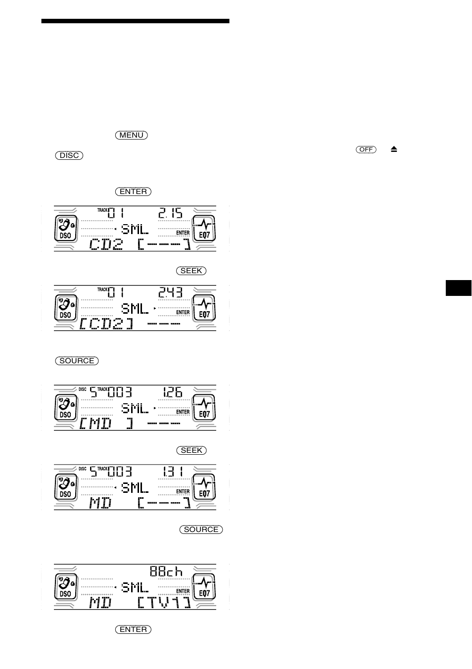 Regarder la télévision ou une cassette vidéo en, Écoutant un cd ou un md | Sony CDX-CA850X User Manual | Page 53 / 92