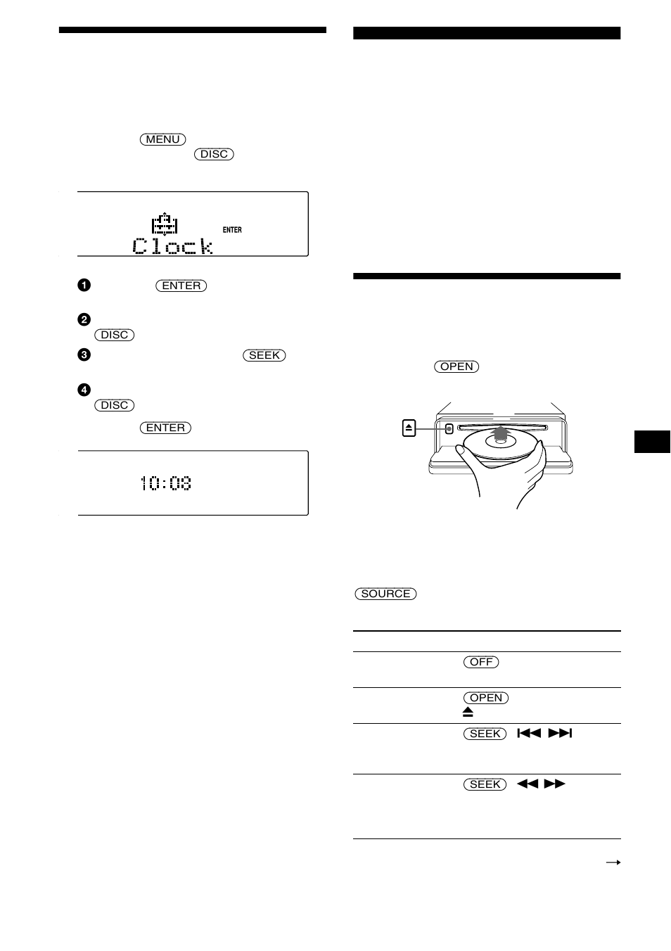 Ajuste del reloj, Reproductor de cd unidad de cd/md (opcional), Reproducción de discos | 9ajuste del reloj | Sony CDX-CA850X User Manual | Page 67 / 92