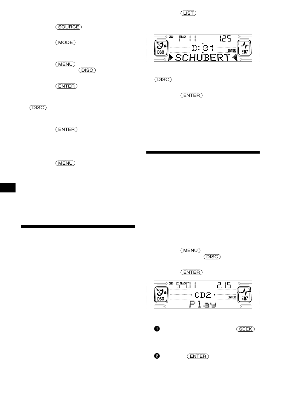 Localización de discos por nombre, Listado, Selección de pistas específicas para su | Reproducción — banco | Sony CDX-CA850X User Manual | Page 70 / 92